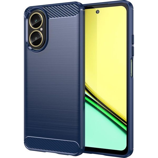Custodia Per Realme C67 4G In Silicone Tpu Morbido, Fibra Di Carbonio, Custodia Protettiva Antiurto Blu-image