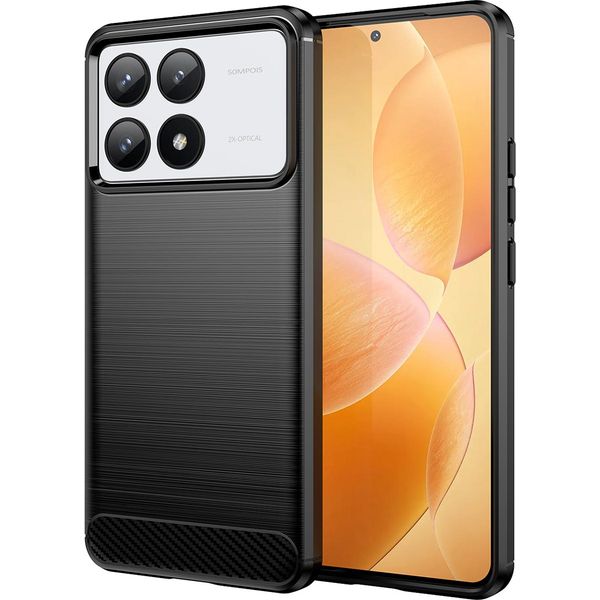 Custodia Per Xiaomi Redmi K70 In Silicone Tpu Morbido, Fibra Di Carbonio, Custodia Protettiva Antiurto Nera-image