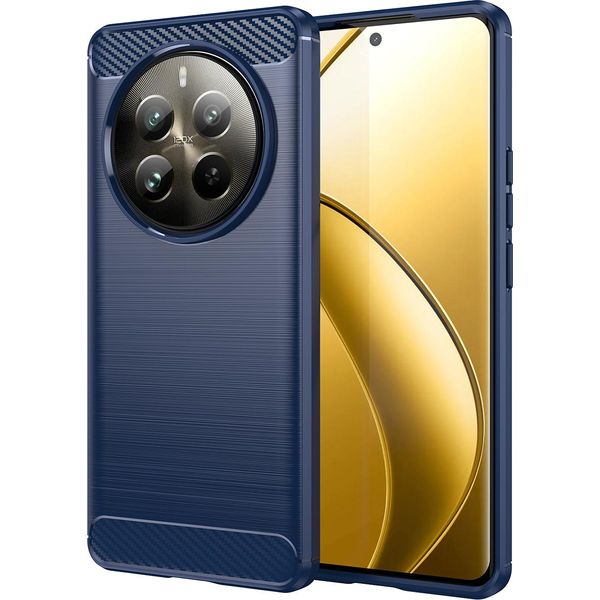 Custodia Per Realme 12 Pro 5G In Silicone Tpu Morbido, Fibra Di Carbonio, Custodia Protettiva Antiurto Blu-image
