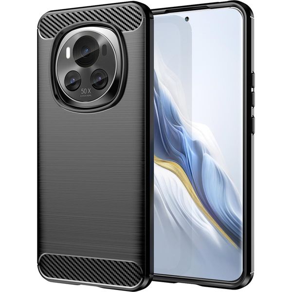 Custodia Per Honor Magic6 In Silicone Tpu Morbido, Fibra Di Carbonio, Custodia Protettiva Antiurto Nera-image