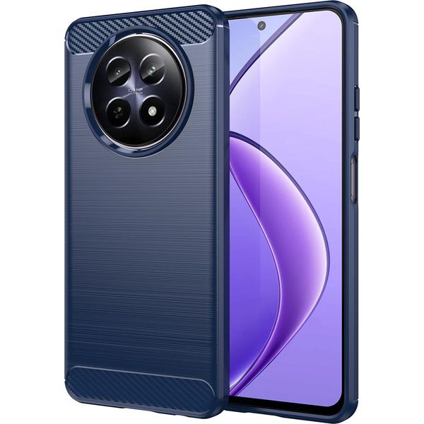 Custodia Per Realme 12 5G In Silicone Tpu Morbido, Fibra Di Carbonio, Custodia Protettiva Antiurto Blu-image