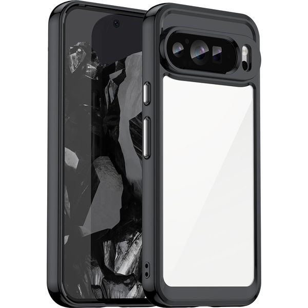Custodia Per Google Pixel 9 Pro Trasparente, Protettiva In Silicone Tpu Antiurto Nero-image