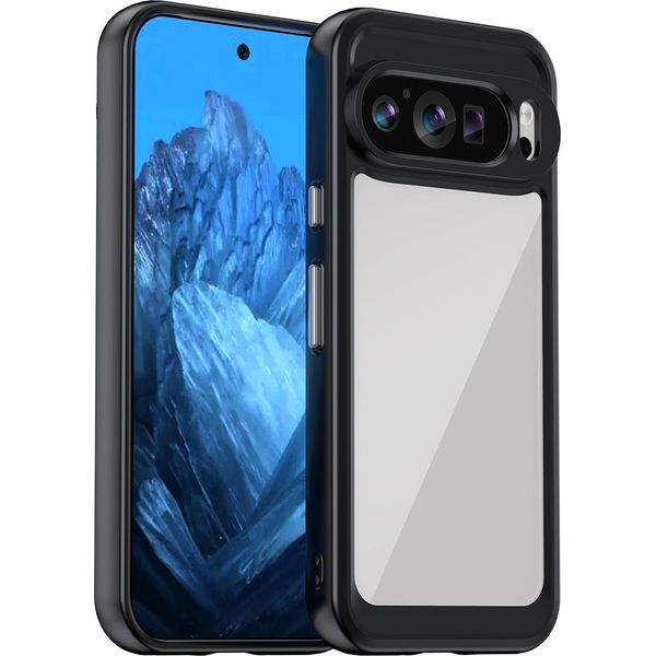 Custodia Per Google Pixel 9 Trasparente, Protettiva In Silicone Tpu Antiurto Nero-image