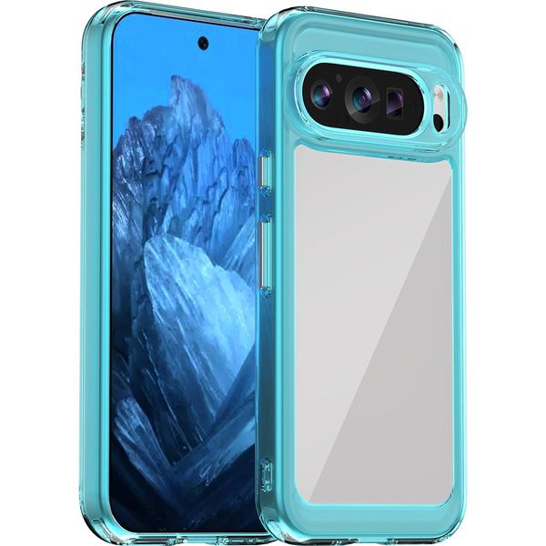 Custodia Per Google Pixel 9 Trasparente, Protettiva In Silicone Tpu Antiurto Azzurro-image