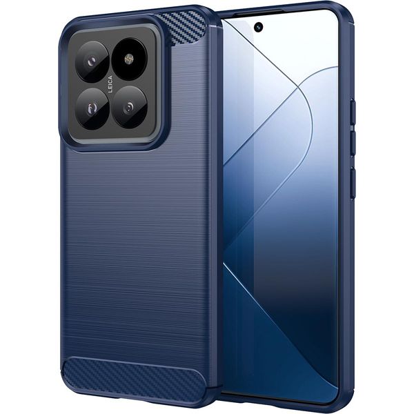 Custodia Per Xiaomi 14 Pro In Silicone Tpu Morbido, Fibra Di Carbonio, Custodia Protettiva Antiurto Blu-image