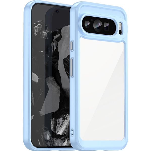 Custodia Per Google Pixel 9 Pro Trasparente, Protettiva In Silicone Tpu Antiurto Blu-image
