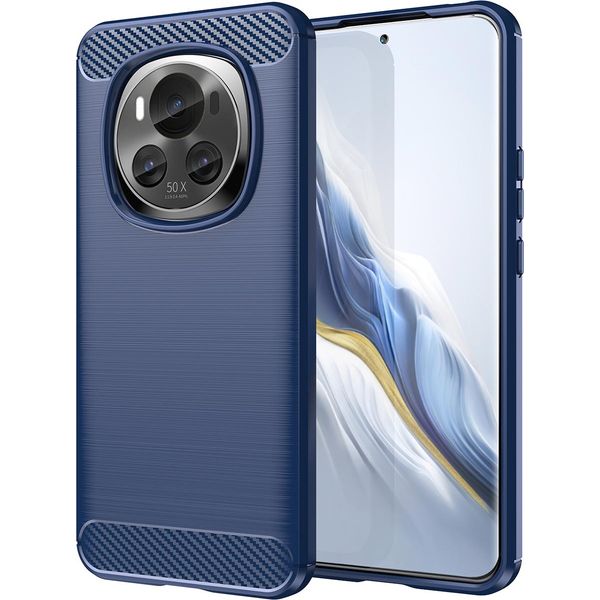 Custodia Per Honor Magic6 In Silicone Tpu Morbido, Fibra Di Carbonio, Custodia Protettiva Antiurto Blu-image