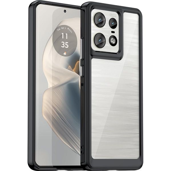 Custodia Per Motorola Edge 50 Pro Trasparente, Protettiva In Silicone Tpu Antiurto Nero-image