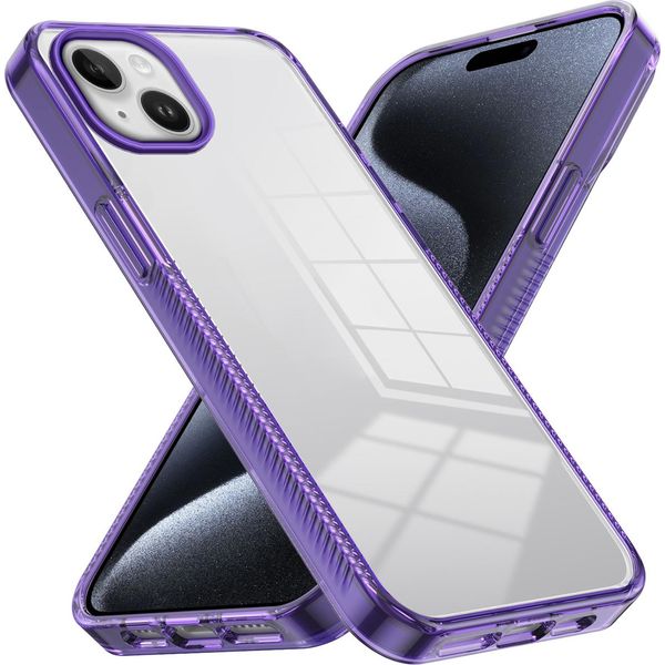 Custodia Per Iphone 14 Plus Crystal Clear Antiscivolo Antiurto Tpu Bumper Custodia Per Cellulare Viola-image