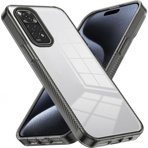 Custodia Per Xiaomi Redmi Note 11 4G/Note 11S Custodia Protettiva In Tpu Antiscivolo, Trasparente E Antiurto Nero-image