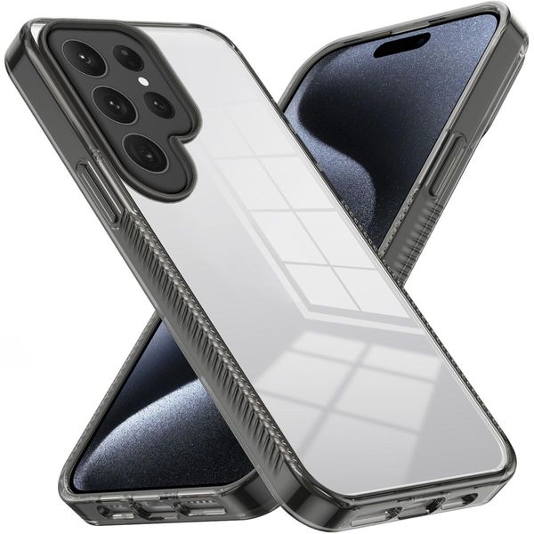 Custodia Per Samsung Galaxy S24 Ultra Antiscivolo, Trasparente, Protettiva Tpu Antiurto Nero-image