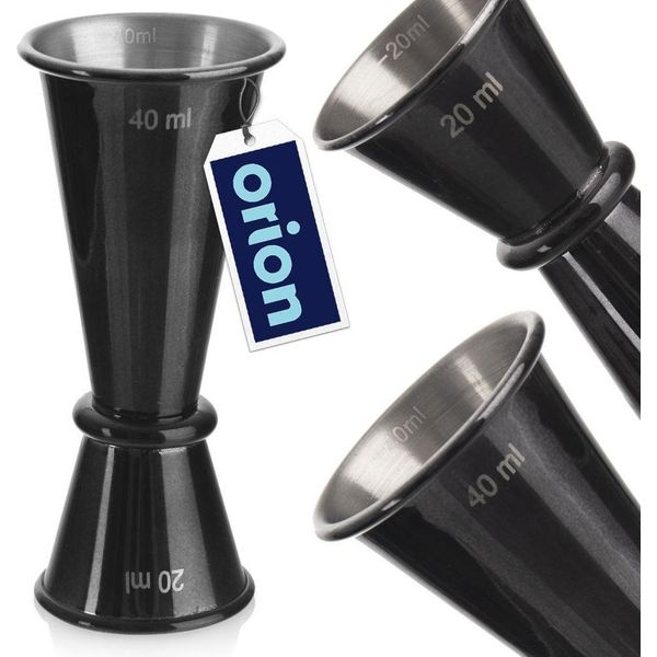 Caraffa Dosatrice Da Bar Orion Caraffa Dosatrice Da Cocktail A Doppia Misura Per Barman Jigger In Acciaio Inox Nero 20/40 Ml-image