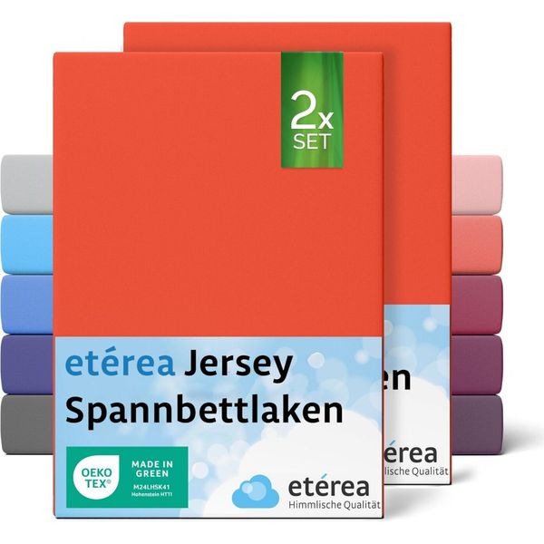 Set Di 2 Lenzuola In Jersey Terra 140X200 Cm - 160X200 Cm - EtÉRea Lenzuola In Jersey 100% Cotone - Dimensioni 160X200 Cm - Colore Terra-image
