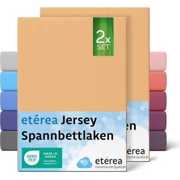 Set Di 2 Lenzuola In Jersey Sand 140X200 Cm - 160X200 Cm - EtÉRea Lenzuola In Jersey 100% Cotone - Dimensioni 140X200 Cm - Colore Sand-image