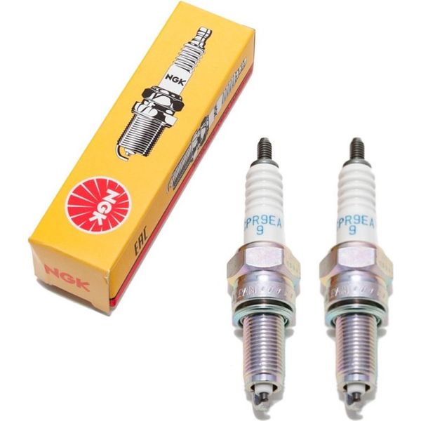 Set Di Candele Ngk 2X CPR9EA-9 Candela Di Accensione Con Soppressione Delle Interferenze, Filettatura Lunga 19,0Mm Ø 10,0Mm Esagono 16,0Mm, Distanza Tra Gli Elettrodi 0,90Mm, Potere Calorifico 9, 2308-image