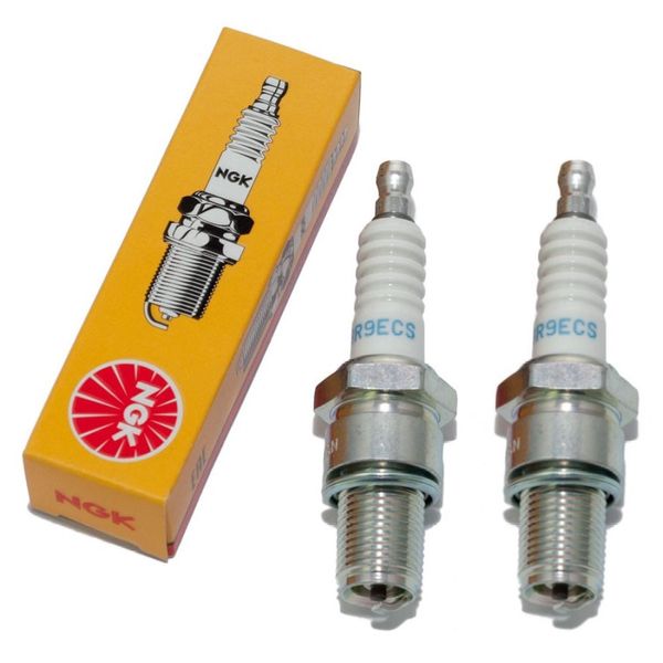 Set Di Candele Ngk 2X BR9ECS Candela Con Soppressione Delle Interferenze, Filettatura Lunga 19,0 Mm Ø 14,0 Mm Esagono 20,8 Mm, Distanza Tra Gli Elettrodi 0,75 Mm, Potere Calorifico 9, 3570 / 4677-image