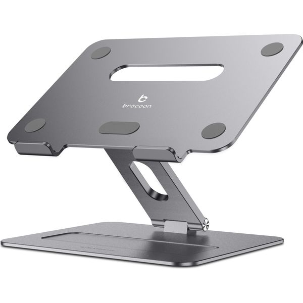 Brocoon Supporto Per Notebook Regolabile In Altezza, Pieghevole E Ventilato, Compatibile Con Tutti I Computer Portatili Da 10 A 17 Pollici, Macbook, Dell, Lenovo, Grigio-image