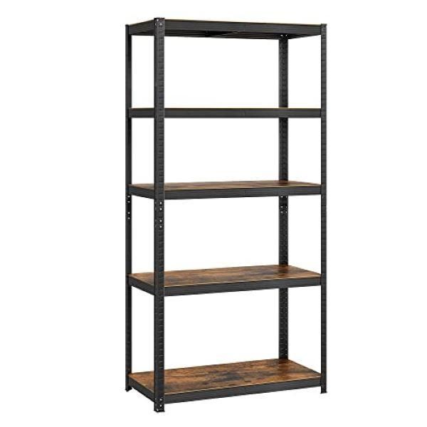 Songmics Scaffale 5 Ripiani, Industriale, 180 X 90 X 40 Cm, Marrone-Nero-image