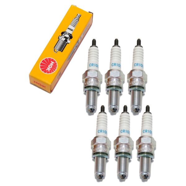 Set Di Candele Di Accensione Ngk 6X CR10EK Con Soppressione Delle Interferenze, Filettatura Lunga 19,0 Mm Ø 10,0 Mm Esagono 16,0 Mm, Distanza Tra Gli Elettrodi A 2 Masse 0,75 Mm, Potere Calorifico 10, 2360-image