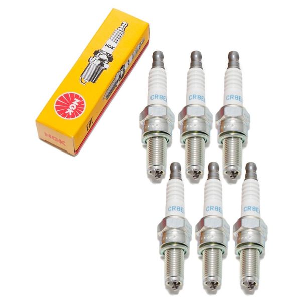 Set Di Candele Ngk 6X CR8EKB Candela Con Soppressione Delle Interferenze, Filettatura Lunga 19,0 Mm Ø 10,0 Mm Esagono 16,0 Mm, Distanza Elettrodi A 2 Masse 0,75 Mm, Potere Calorifico 8, Dado Di Collegamento Sae Fisso, 4374-image