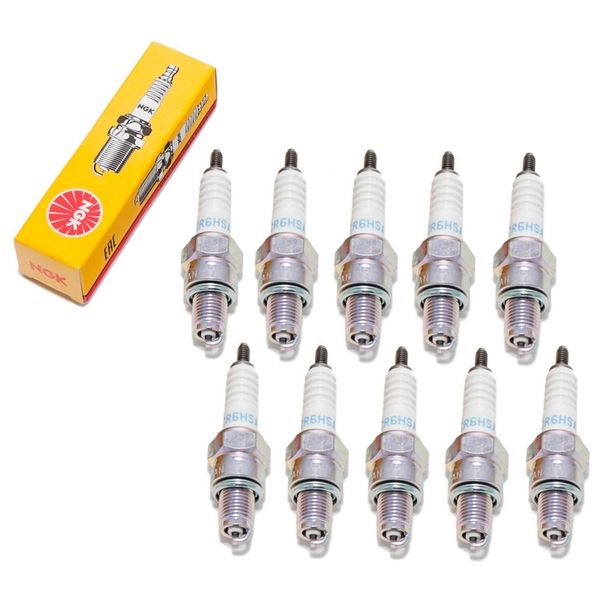 Set Di Candele Di Accensione Ngk 10X CR6HSA Con Soppressione Delle Interferenze, Filettatura Corta 12,7 Mm Ø 10,0 Mm Esagono 16,0 Mm, Distanza Tra Gli Elettrodi 0,75 Mm, Potere Calorifico 6, 2983-image