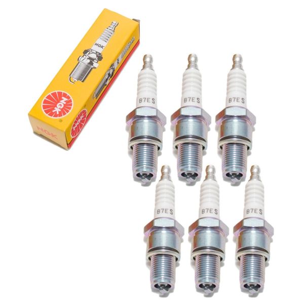 Set Di Candele Ngk 6X B7ES, Filettatura Lunga 19,0 Mm Ø 14,0 Mm Esagono 20,8 Mm, Distanza Tra Gli Elettrodi 0,75 Mm, Potere Calorifico 7, 1111 / 2877-image