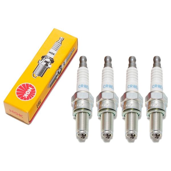Set Di Candele Ngk 4X CR8EKB Candela Con Soppressione Delle Interferenze, Filettatura Lunga 19,0 Mm Ø 10,0 Mm Esagono 16,0 Mm, Distanza Elettrodi A 2 Masse 0,75 Mm, Potere Calorifico 8, Dado Di Collegamento Sae Fisso, 4374-image