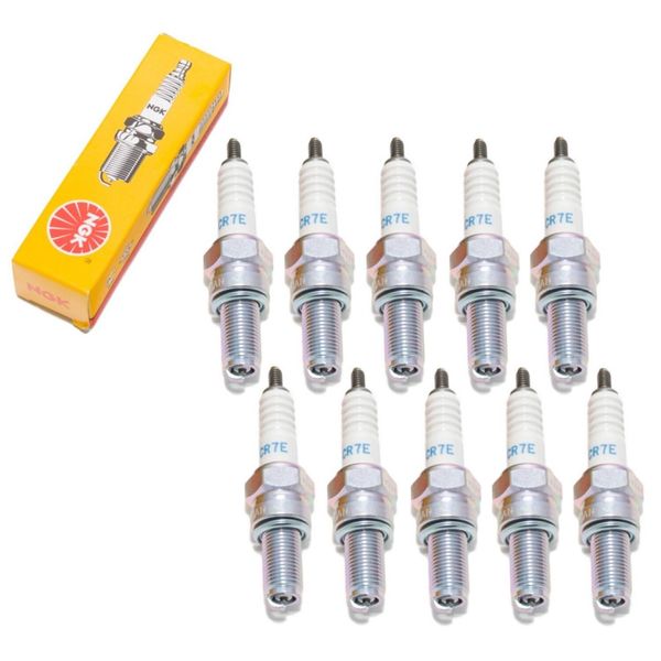 Set Di Candele Ngk 10X CR7E Con Soppressione Delle Interferenze, Filettatura Lunga 19,0 Mm Ø 10,0 Mm Esagono 16,0 Mm, Distanza Tra Gli Elettrodi 0,75 Mm, Potere Calorifico 7, 4509 / 4578 / 7513-image