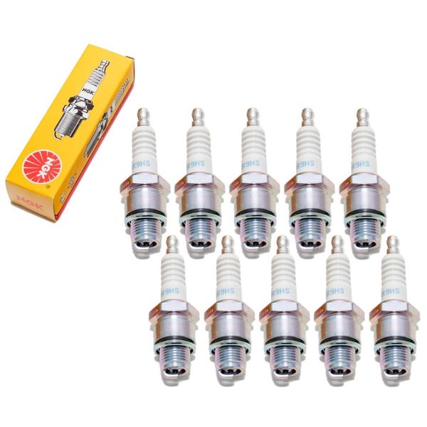 Set Di Candele Di Accensione Ngk 10X BR9HS Con Soppressione Delle Interferenze, Filettatura Corta 12,7 Mm Ø 14,0 Mm Esagono 20,8 Mm, Distanza Tra Gli Elettrodi 0,75 Mm, Potere Calorifico 9, 4522-image