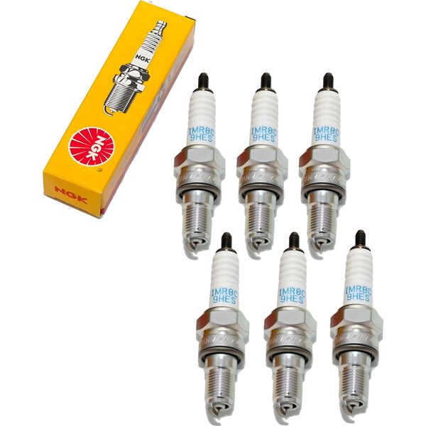 Set Di Candele Ngk 6X IMR8C-9HES Candela All'iridio Soppressa, Filettatura Lunga 19,0Mm Ø 10,0Mm Esagono 16,0Mm, Distanza Tra Gli Elettrodi 0,90Mm, Potere Calorifico 8, 5990-image