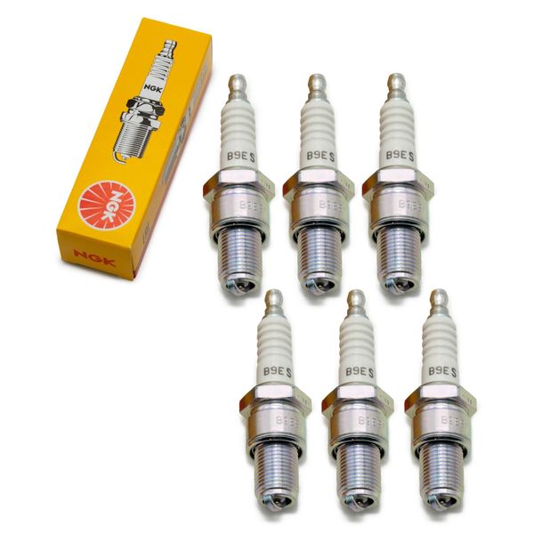 Set Di Candele Ngk 6X B9ES, Filettatura Lunga 19,0 Mm Ø 14,0 Mm Esagono 20,8 Mm, Distanza Tra Gli Elettrodi 0,75 Mm, Potere Calorifico 9, 2108 / 2611 / 7148-image