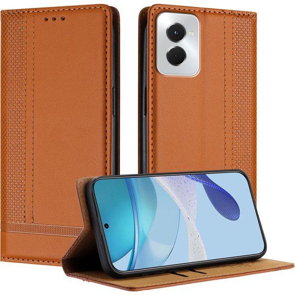 Custodia Per Motorola Moto G Power 5G 2024 In Pelle Con Funzione Stand Brown-image
