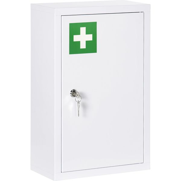 Armadietto Per Medicinali Kleankin, Armadietto Per Farmacia Con 3 Scomparti, Armadietto Per Medicinali, Armadietto Di Pronto Soccorso Con Serratura E 2 Chiavi, Bianco-image