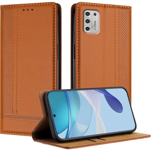 Custodia Per Motorola Moto G Stylus 4G 2021 In Pelle Con Funzione Stand Brown-image