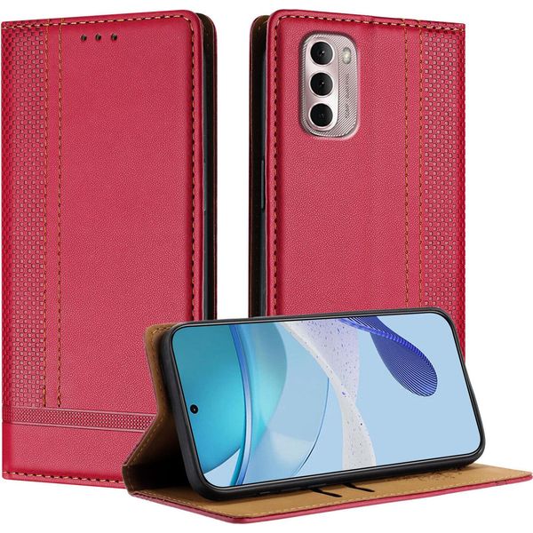 Custodia Per Motorola Moto G Stylus 4G 2022 In Pelle Con Funzione Di Stand Rosso-image