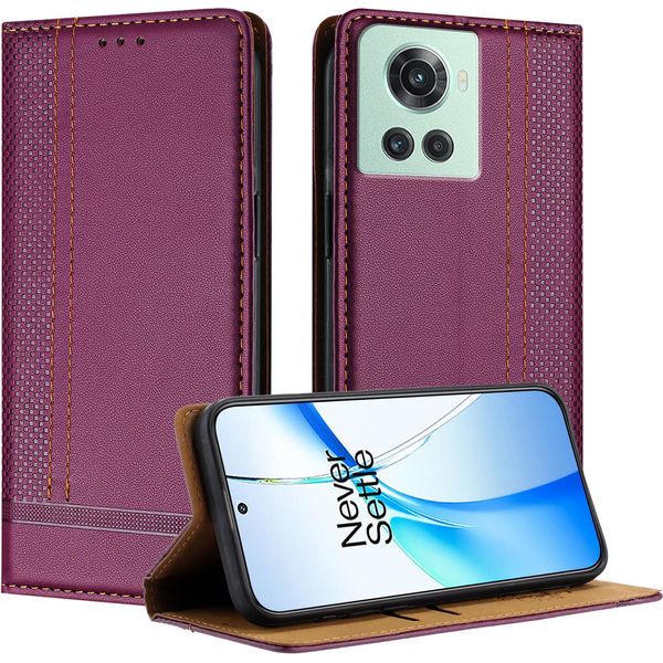 Custodia Per Telefono Cellulare Per Oneplus 10R In Pelle Flip Custodia Protettiva Con Funzione Di Stand Viola-image