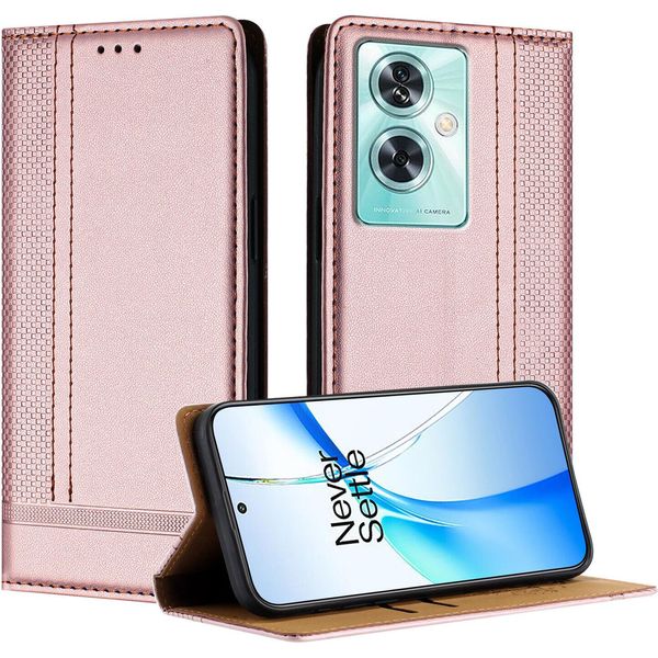 Custodia Per Oneplus Nord N30 Se In Pelle Con Funzione Di Supporto Rosa-image