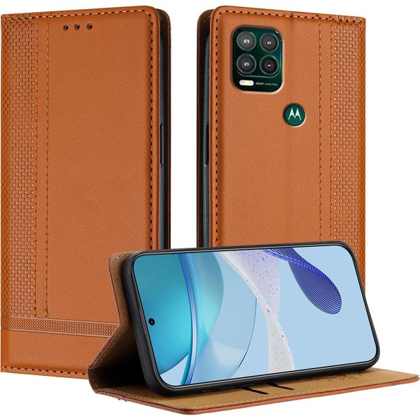 Custodia Per Cellulare Per Motorola Moto G Stylus 5G 2021 Pelle Flip Custodia Protettiva Con Funzione Stand Brown-image