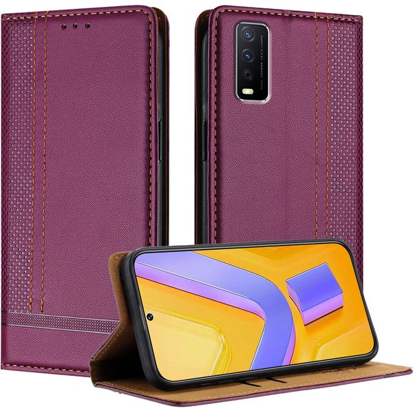 Custodia Per Vivo Y20 In Pelle Con Funzione Di Supporto Viola-image