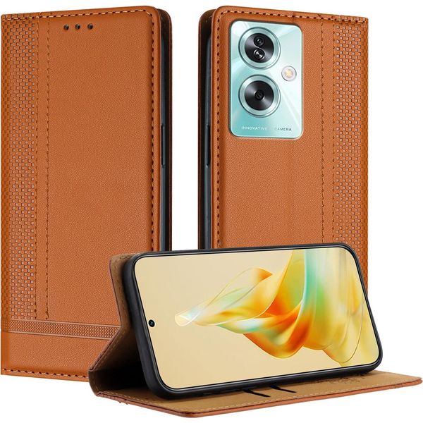 Custodia Per Oppo A79 5G In Pelle Con Funzione Stand Brown-image
