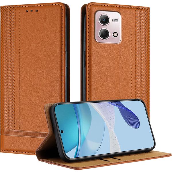 Custodia Per Motorola Moto G Stylus 4G 2023 In Pelle Con Funzione Stand Brown-image
