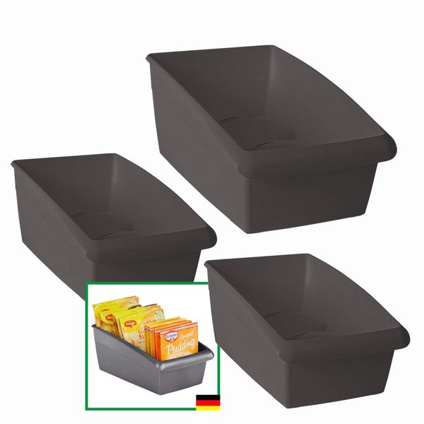 Set Di 3 Scatole Per Zuppa Novaliv - 2X Piccole E 1X Grandi Grigio Antracite - Scatola Per Spezie - Sistema Di Organizzazione Per Cassetti - Conservazione E Organizzazione Degli Ingredienti Per Condire E Cucinare-image