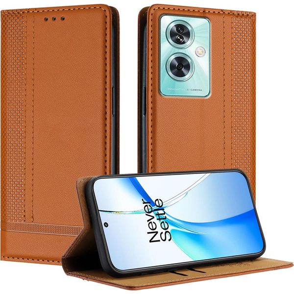 Custodia Per Telefono Cellulare Per Oneplus Nord N30 Se In Pelle Flip Custodia Protettiva Con Funzione Stand Marrone-image