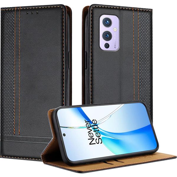 Custodia Per Oneplus 9 In Pelle Con Funzione Di Supporto Nero-image