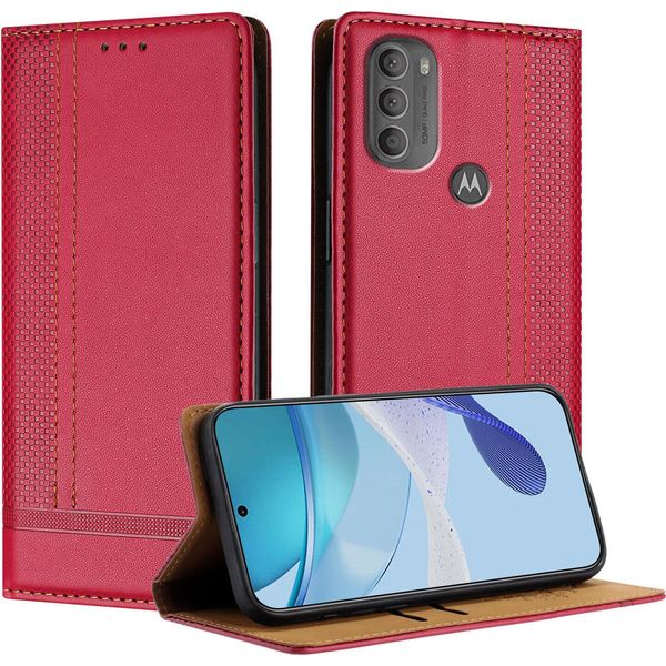 Custodia Per Motorola Moto G71 5G In Pelle Con Funzione Stand Rosso-image