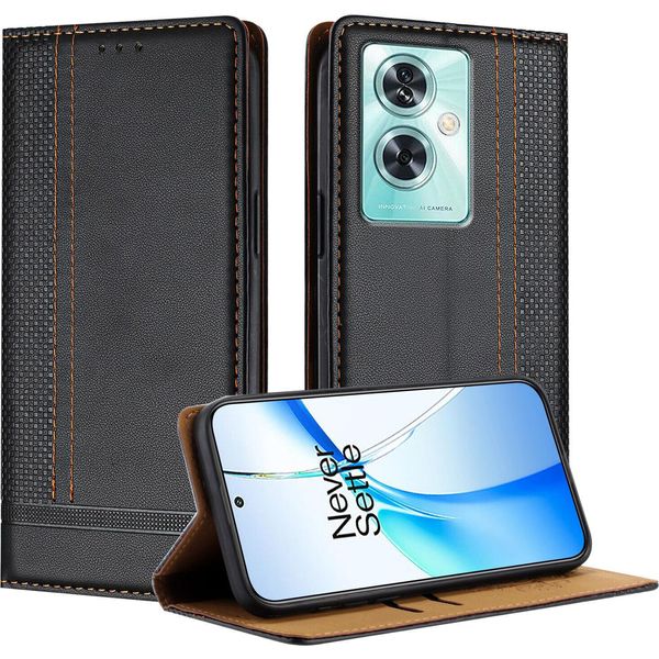 Custodia Per Oneplus Nord N30 Se In Pelle Con Funzione Stand Nero-image