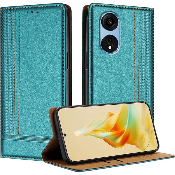 Custodia Per Oppo A1 Pro In Pelle Con Funzione Stand Verde-image