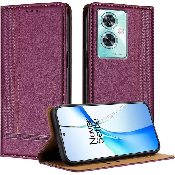 Custodia Per Oneplus Nord N30 Se In Pelle Con Funzione Di Supporto Viola-image