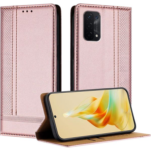Custodia Per Telefono Cellulare Per Oppo A54 5G In Pelle Flip Cover Con Stand Rosa-image