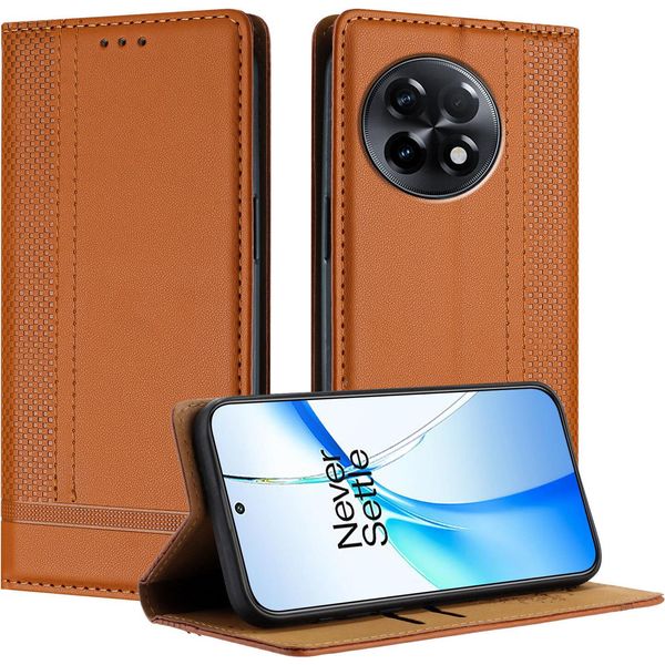 Custodia Per Oneplus 11R In Pelle Con Funzione Di Supporto Marrone-image